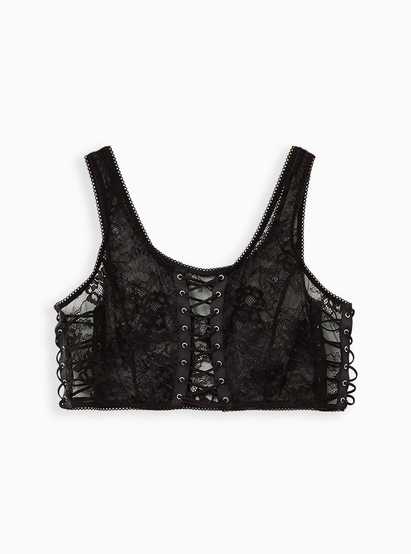 Plus Size Laced Up Lace Scoop Neck Bralette, , hi-res