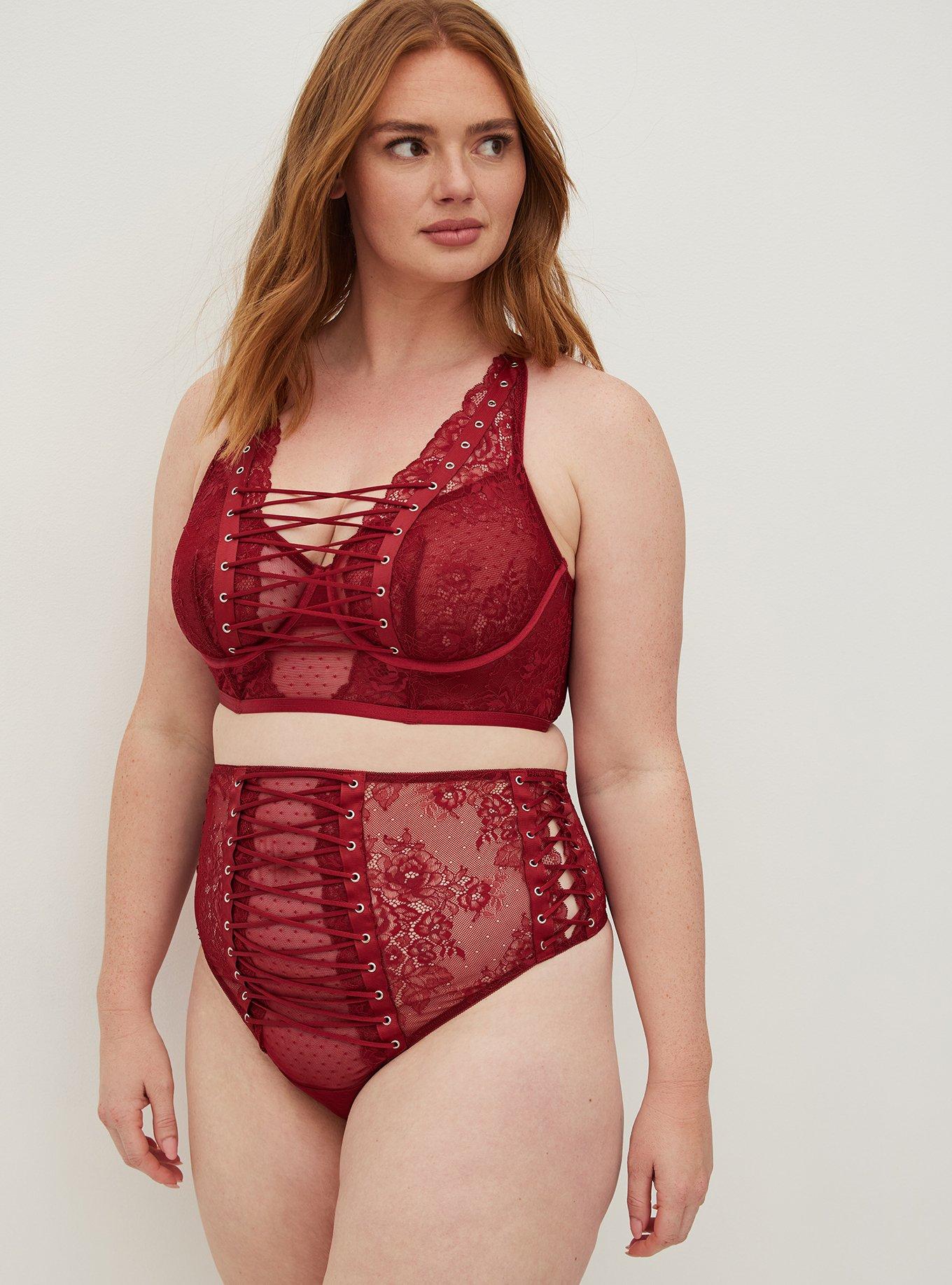 Laced Up Lace Underwire Bra, BIKING RED, alternate