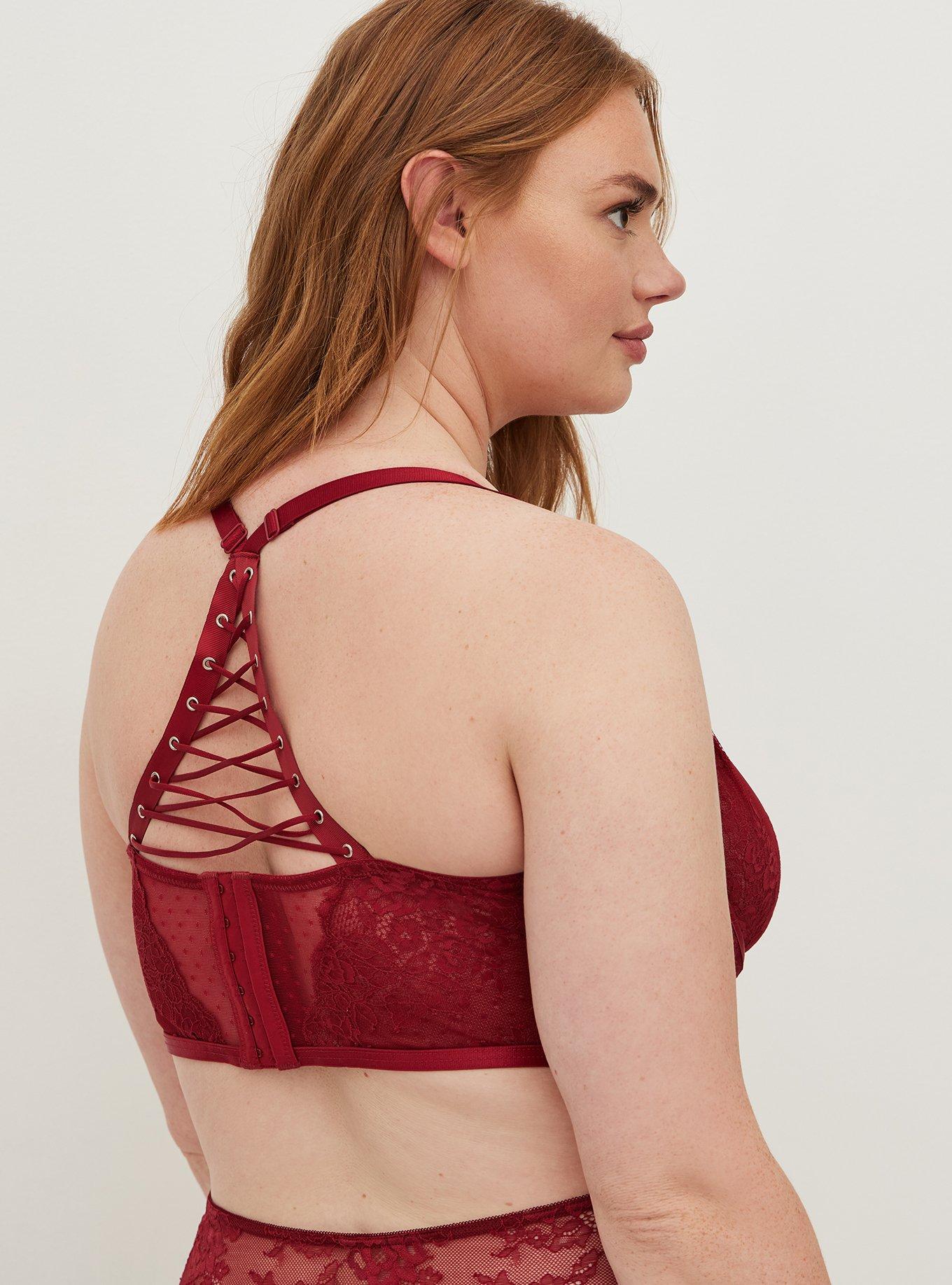 Laced Up Lace Underwire Bra, BIKING RED, alternate