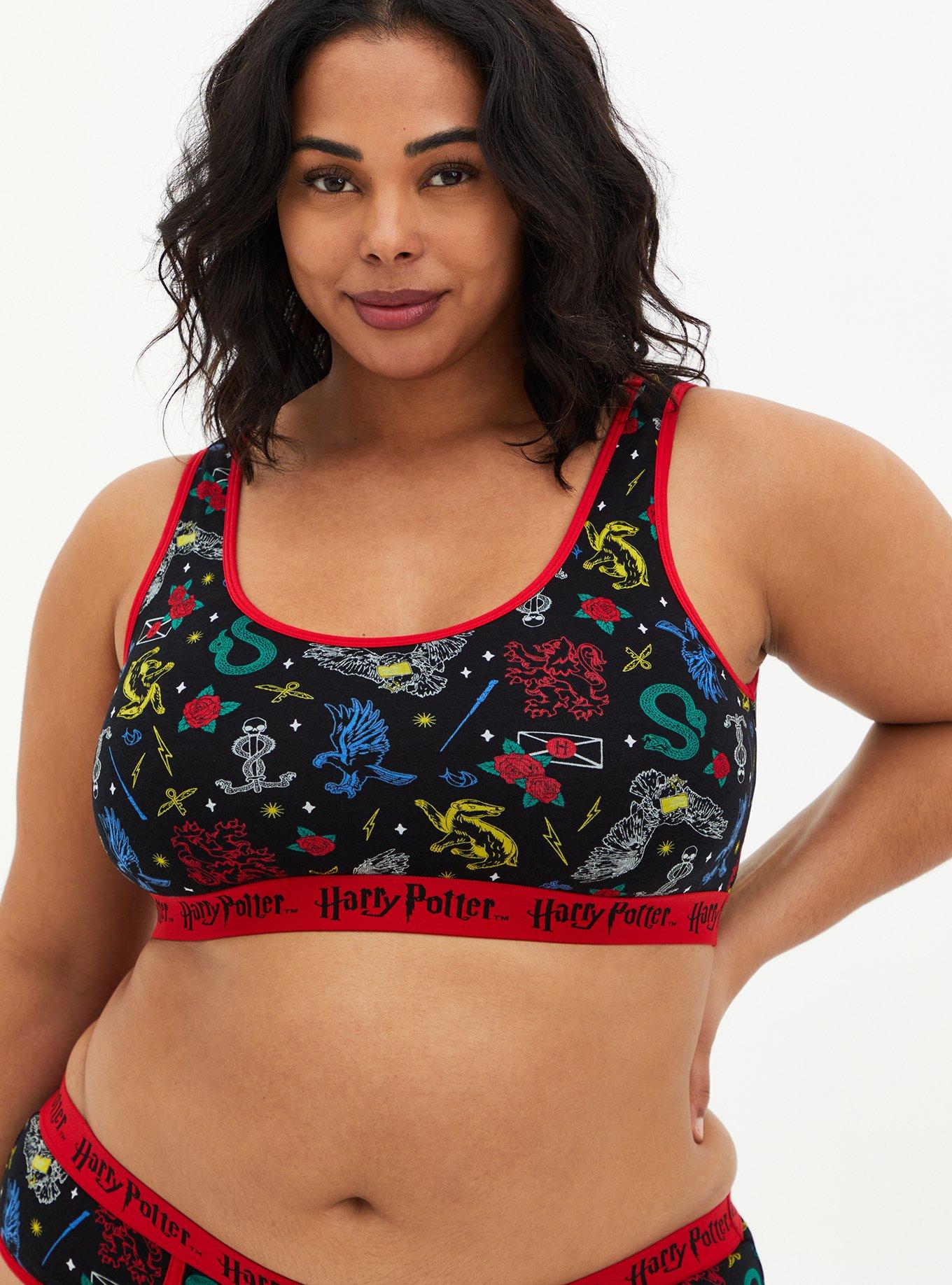 Plus Size Harry Potter House Symbols Scoop Neck Cotton Bralette , , alternate