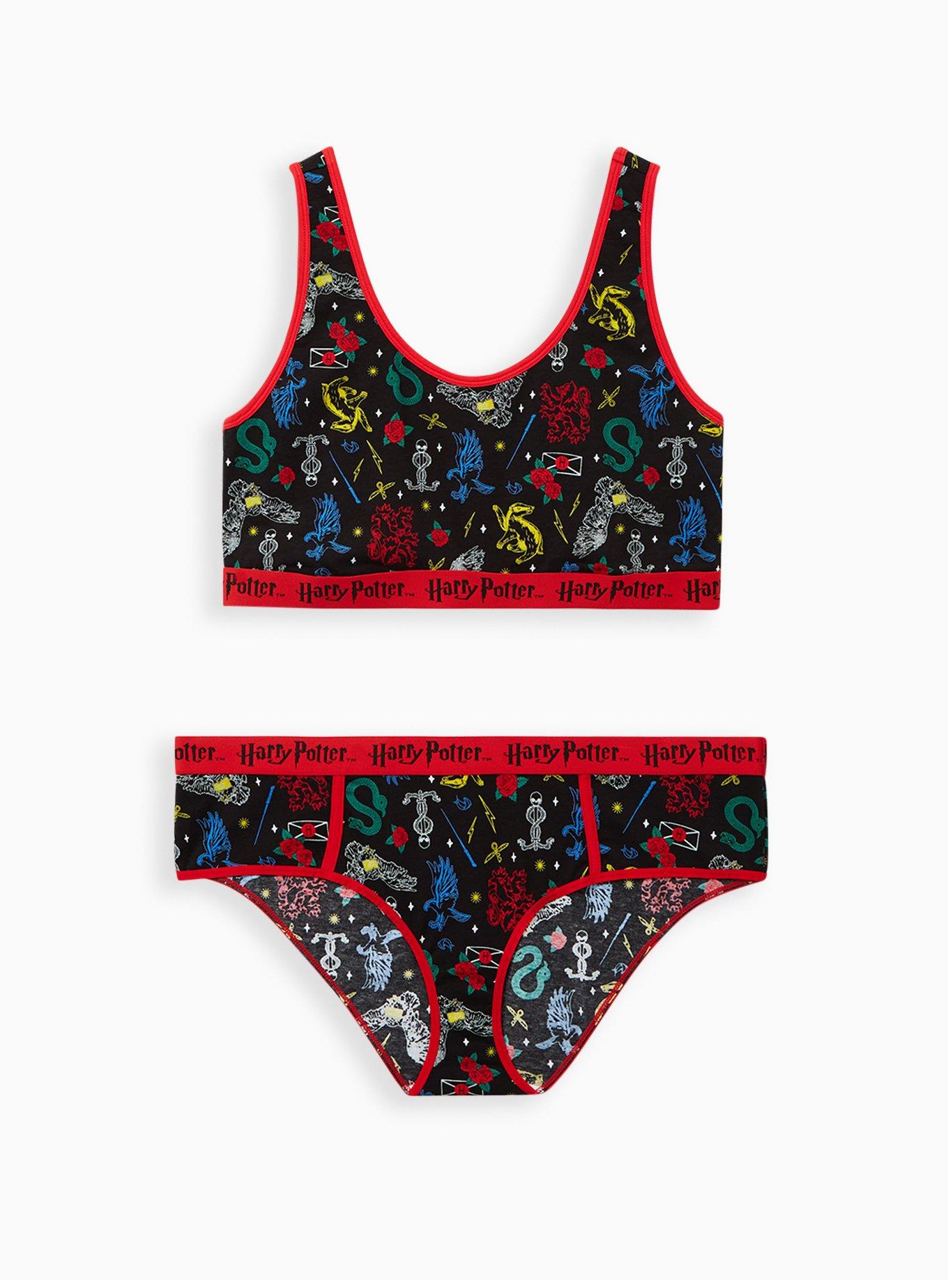 Plus Size Harry Potter House Symbols Scoop Neck Cotton Bralette , , alternate