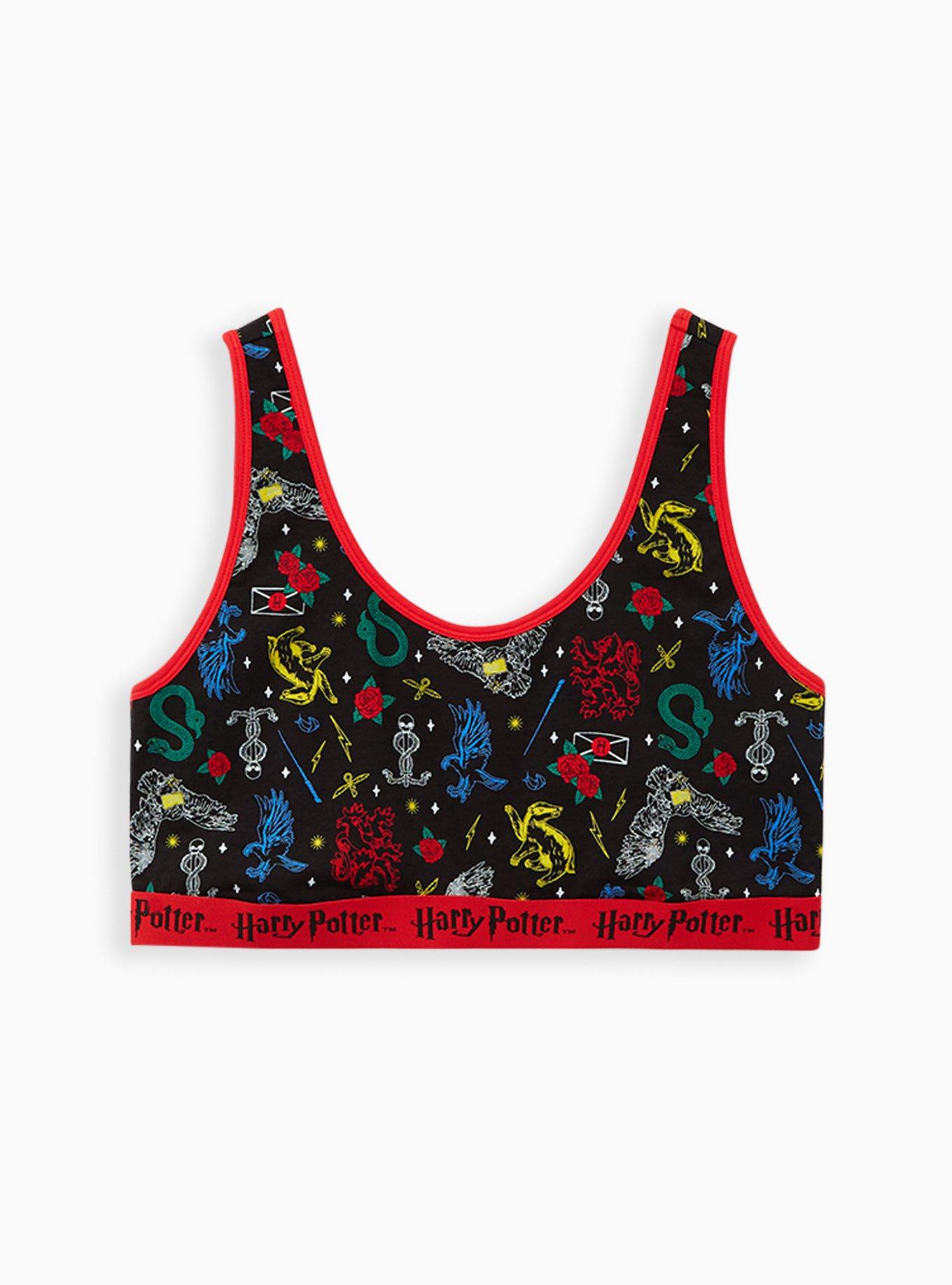 Plus Size Harry Potter House Symbols Scoop Neck Cotton Bralette , , hi-res