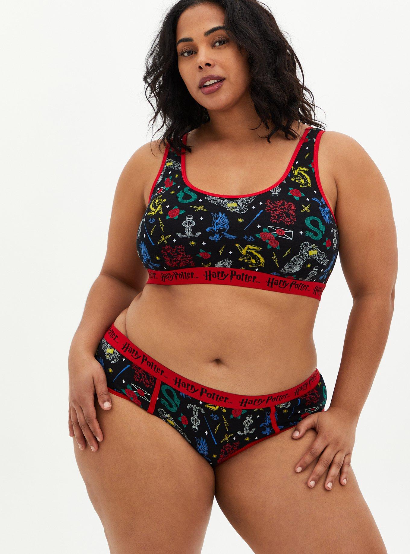Plus Size Harry Potter House Symbols Scoop Neck Cotton Bralette , , hi-res