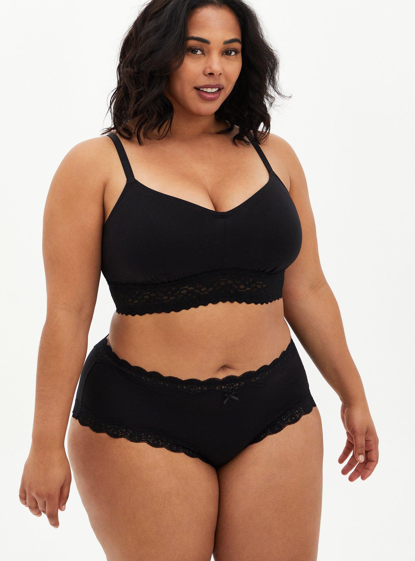 Plus Size - Lightly Lined Cotton Lace Hem Bralette - Torrid