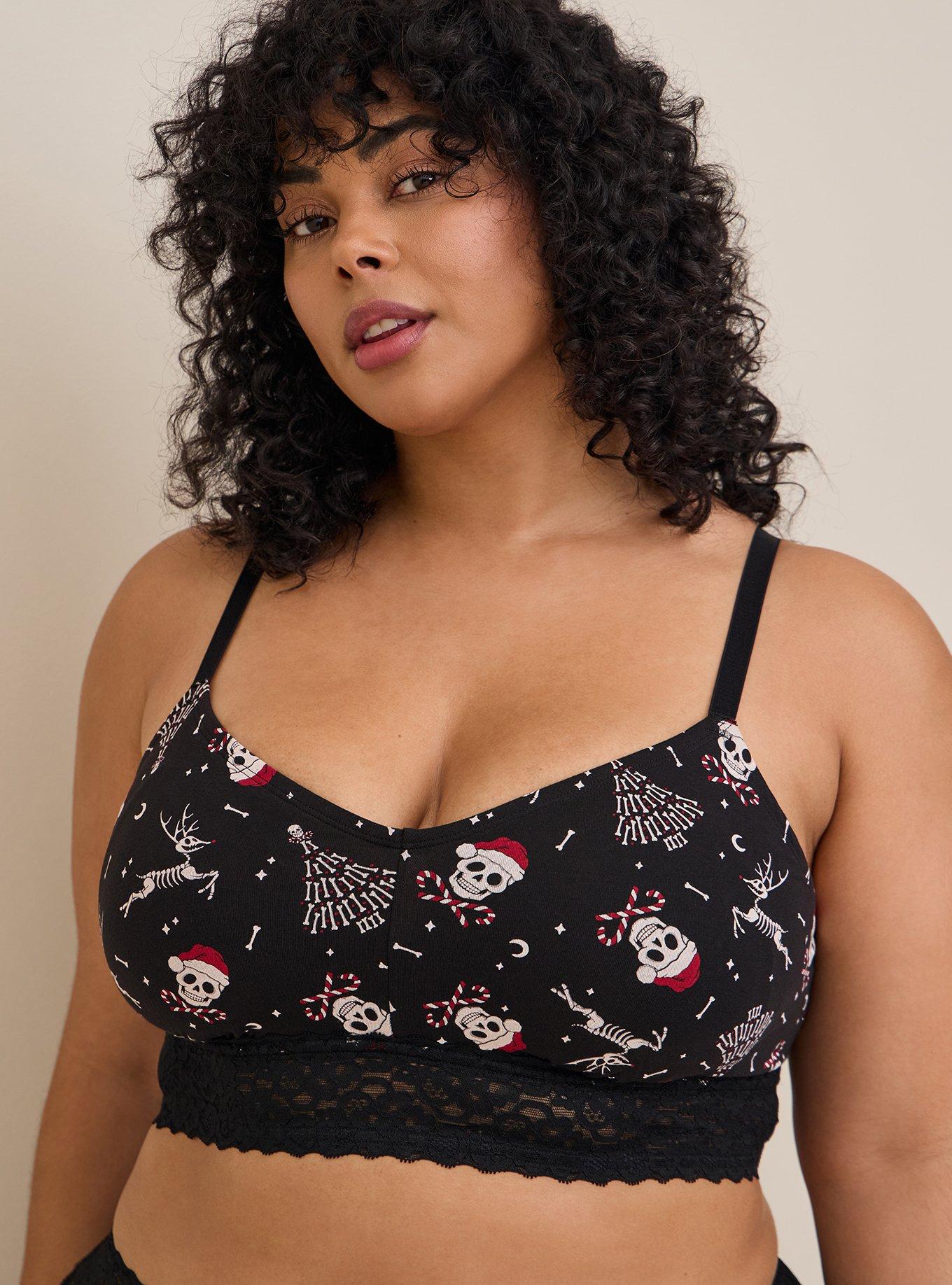 Plus Size - Lightly Lined Cotton Lace Hem Bralette - Torrid