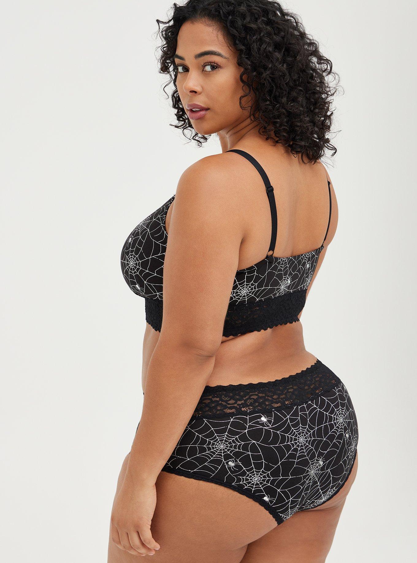 Lightly Lined Cotton Lace Hem Bralette, RAINBOW WEBS, alternate