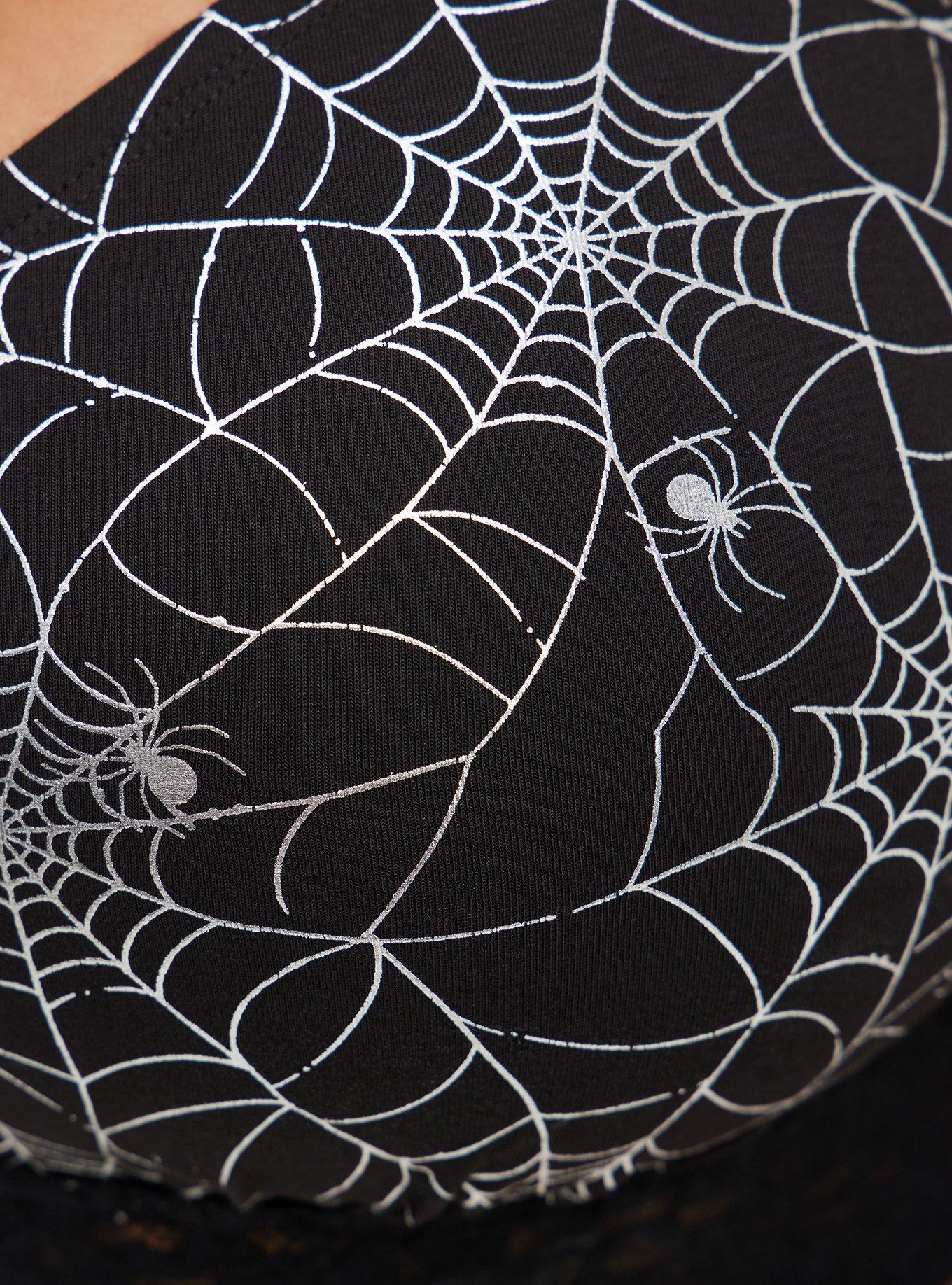 Lightly Lined Cotton Lace Hem Bralette, RAINBOW WEBS, alternate