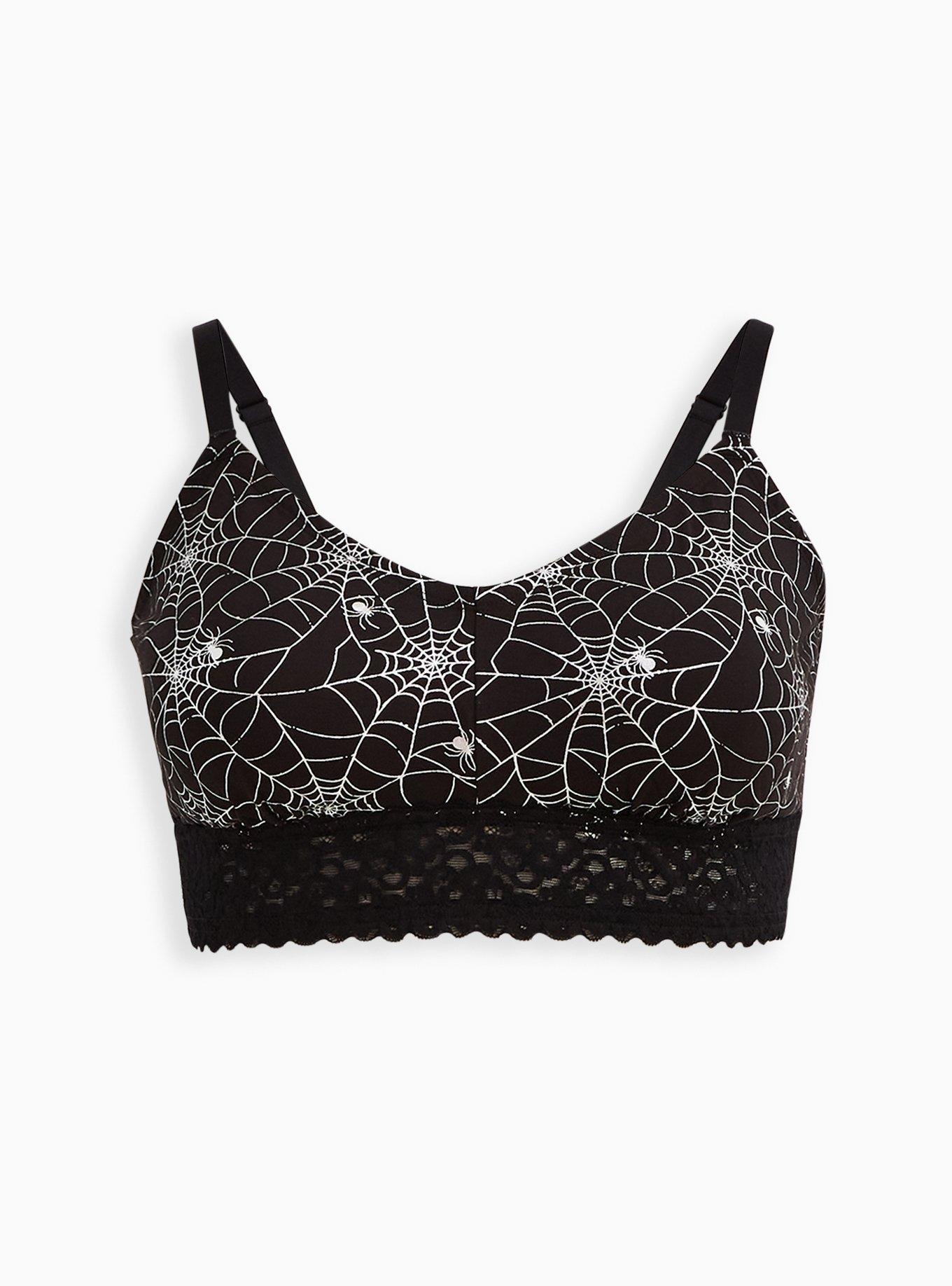 Lightly Lined Cotton Lace Hem Bralette, RAINBOW WEBS, hi-res