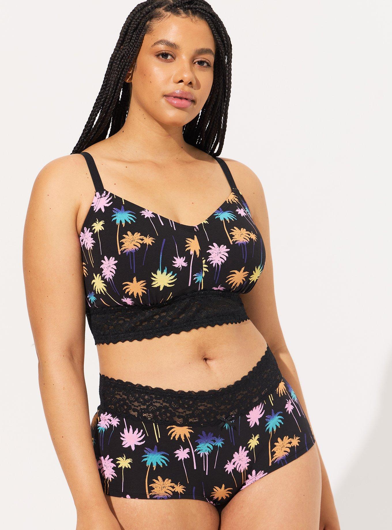 Plus Size - Lightly Lined Cotton Lace Hem Bralette - Torrid