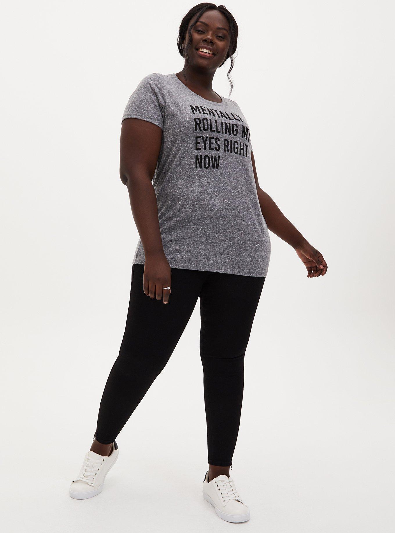 Plus Size Rolling Eyes Slim Fit Crew Tee - Triblend Grey, MEDIUM HEATHER GREY, alternate