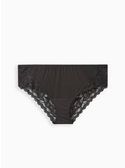 Microfiber Hipster Panty With Lace Cage Back, BLACK, hi-res