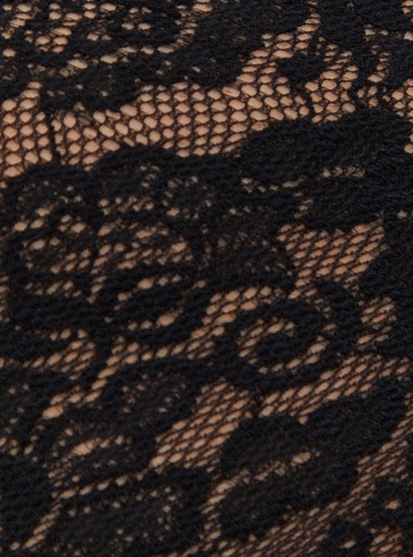 Plus Size Microfiber Hipster Panty With Lace Cage Back, RICH BLACK, alternate