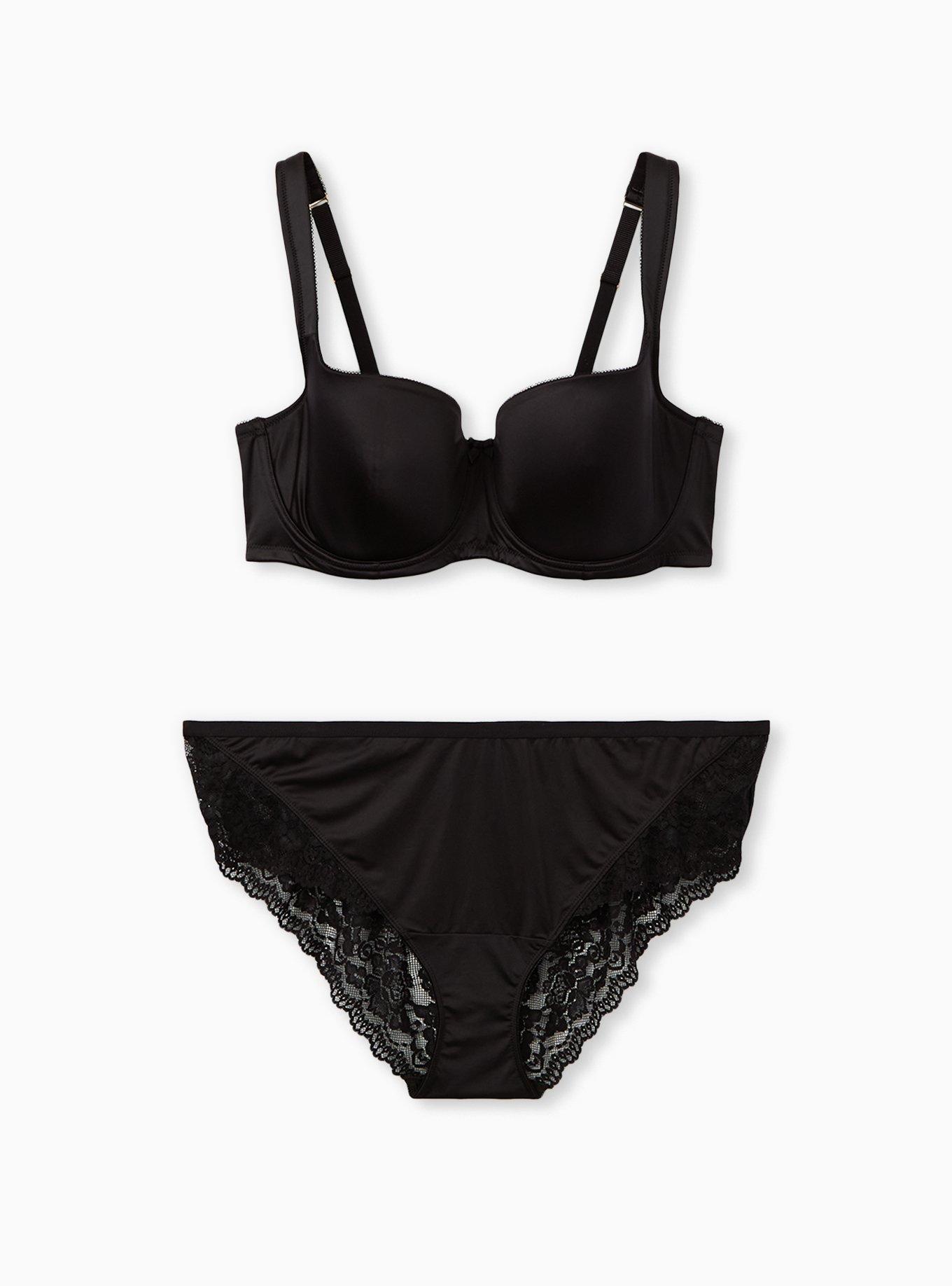 Plus Size Microfiber Hipster Panty With Lace Cage Back, RICH BLACK, alternate