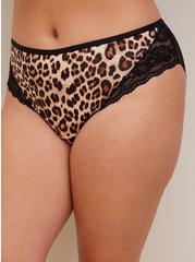Microfiber Hipster Panty With Lace Cage Back, FIFTIES LEOPARD BEIGE, alternate