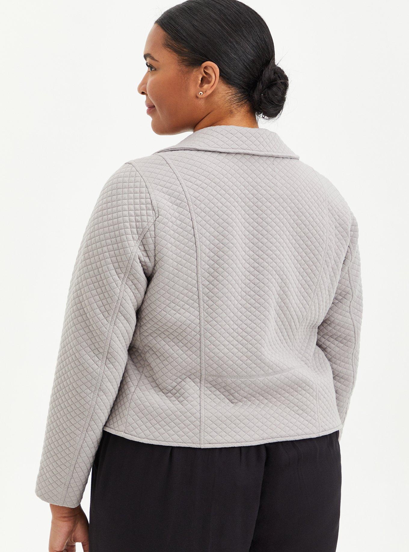 TORRID 6X PEBBLE popular GREY QUILTED KNIT MOTO JACKET