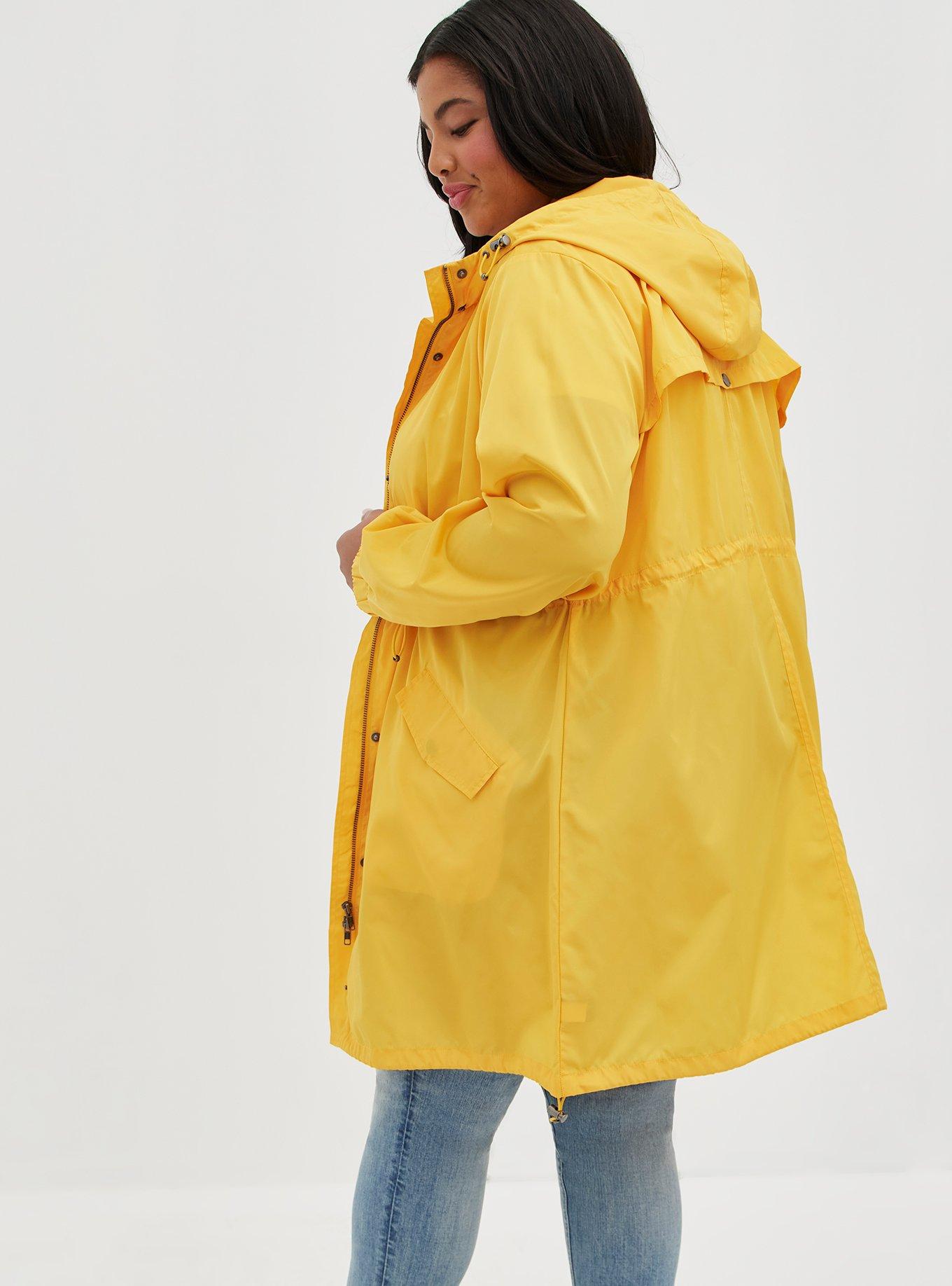 Nylon Longline Rain Jacket, YELLOW, alternate