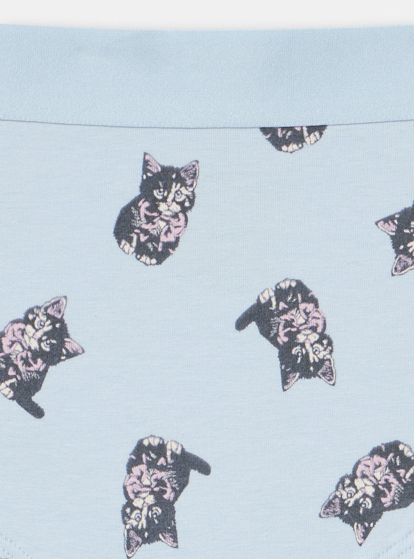 Cotton Mid-Rise Boyshort Panty, BOW KITTIES SKYWAY, alternate