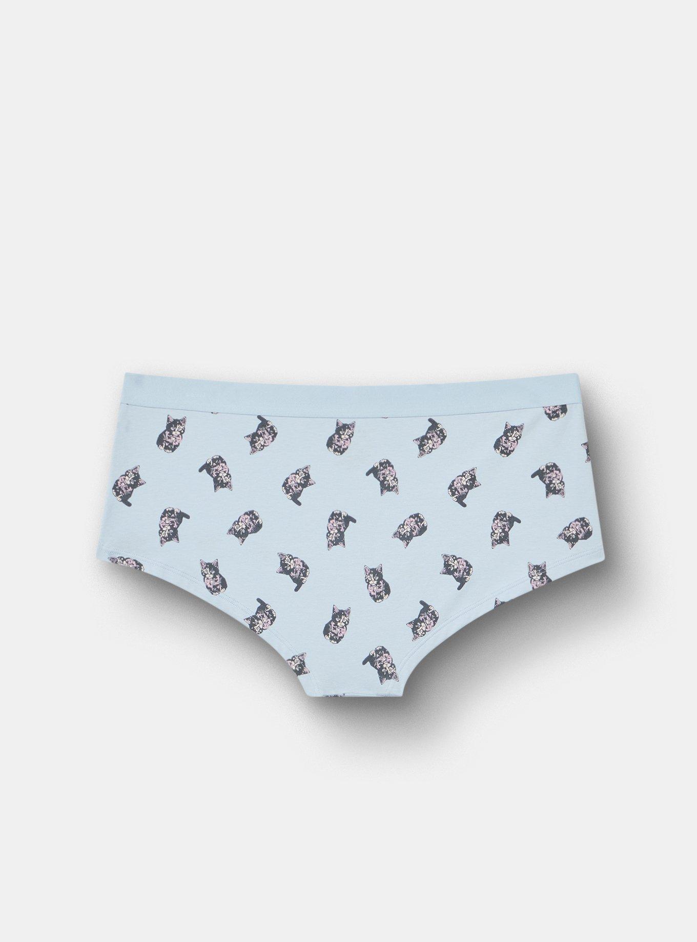 Cotton Mid-Rise Boyshort Panty, BOW KITTIES SKYWAY, alternate