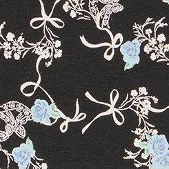 Cotton Mid-Rise Boyshort Panty, ROSE BOWS RICH BLACK BLUE, swatch