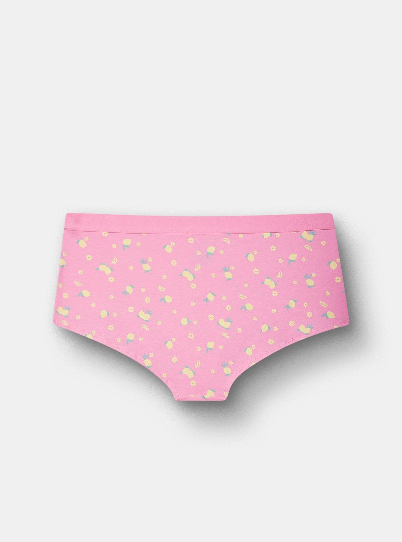 Cotton Mid-Rise Boyshort Panty, LEMONS PINK, alternate