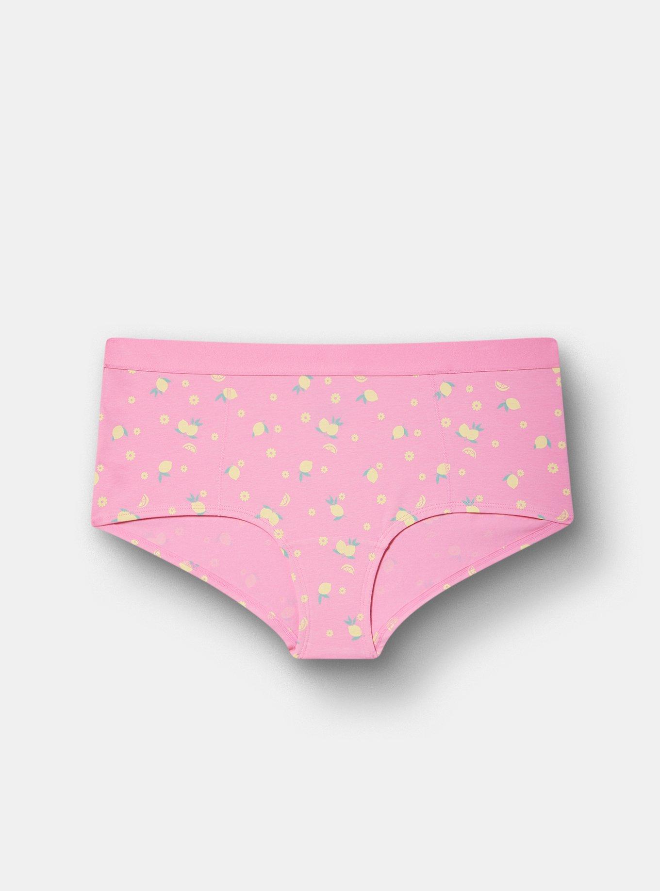 Cotton Mid-Rise Boyshort Panty, LEMONS PINK, hi-res