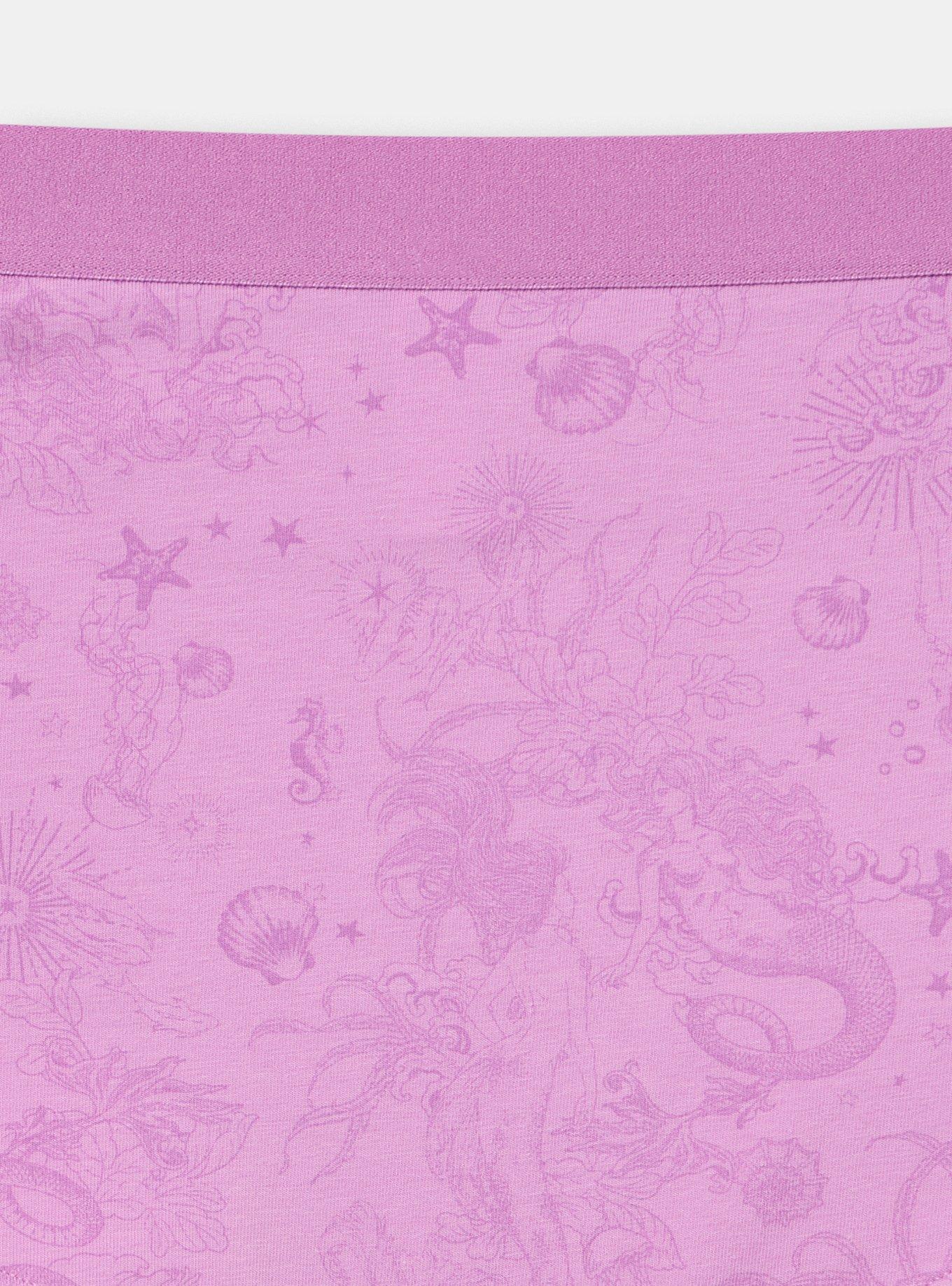 Cotton Mid-Rise Boyshort Panty, OCEAN MERMAID FANTASY PURPLE, alternate