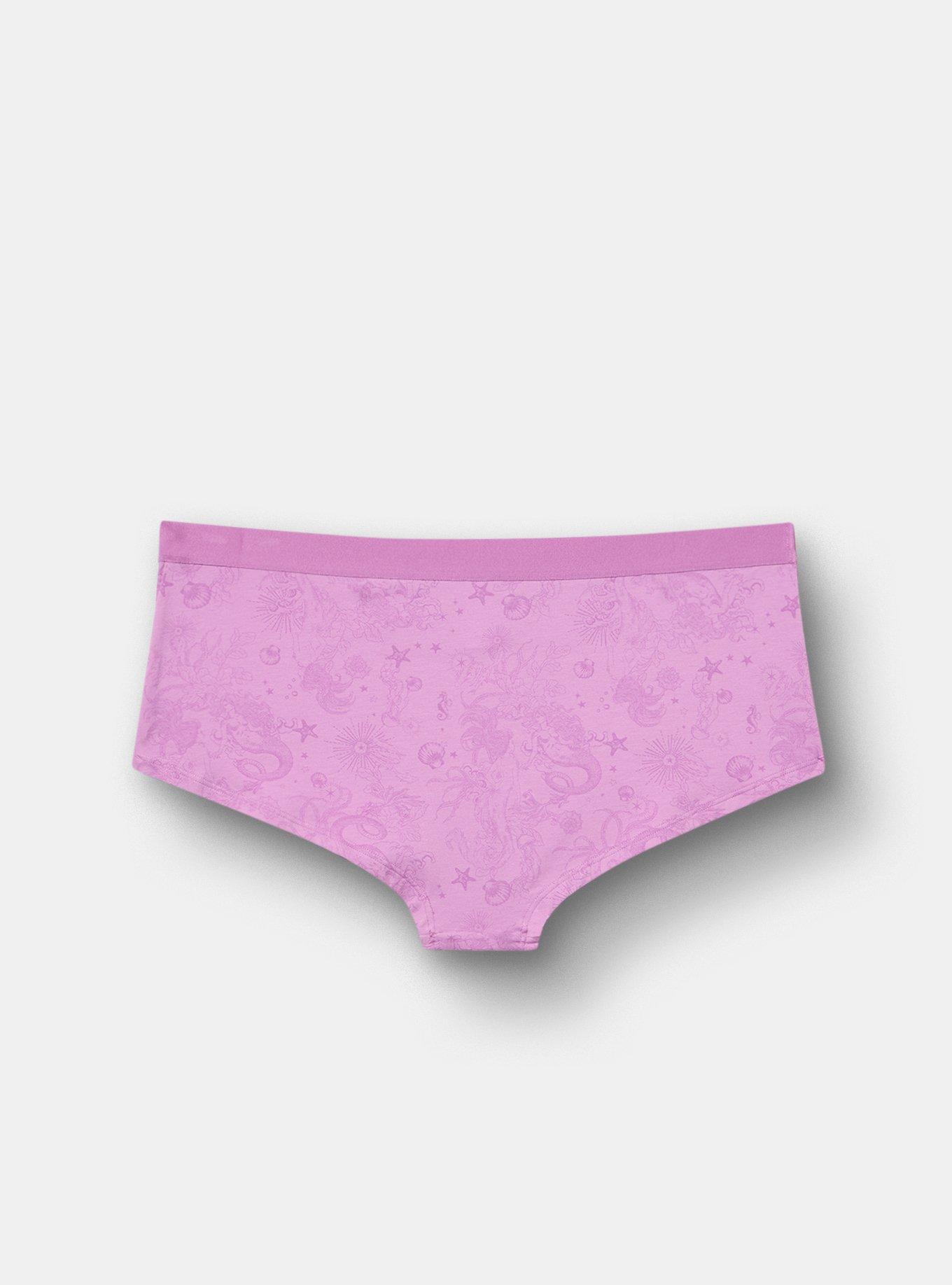 Cotton Mid-Rise Boyshort Panty, OCEAN MERMAID FANTASY PURPLE, alternate