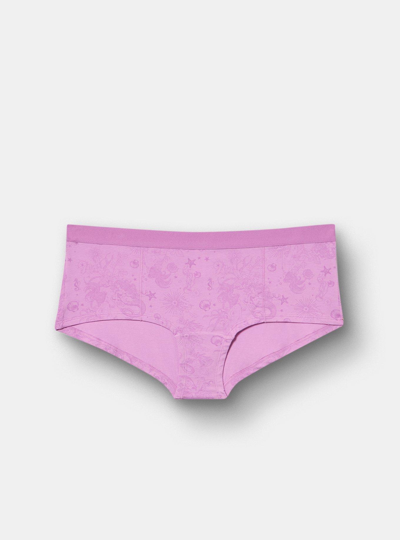 Cotton Mid-Rise Boyshort Panty, OCEAN MERMAID FANTASY PURPLE, hi-res