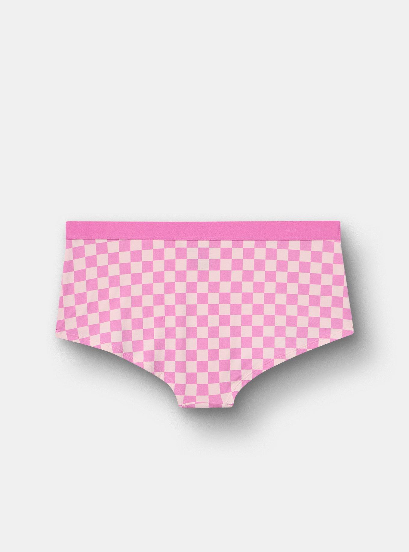 Cotton Mid-Rise Boyshort Panty, CHECK ME OUT PINK, alternate