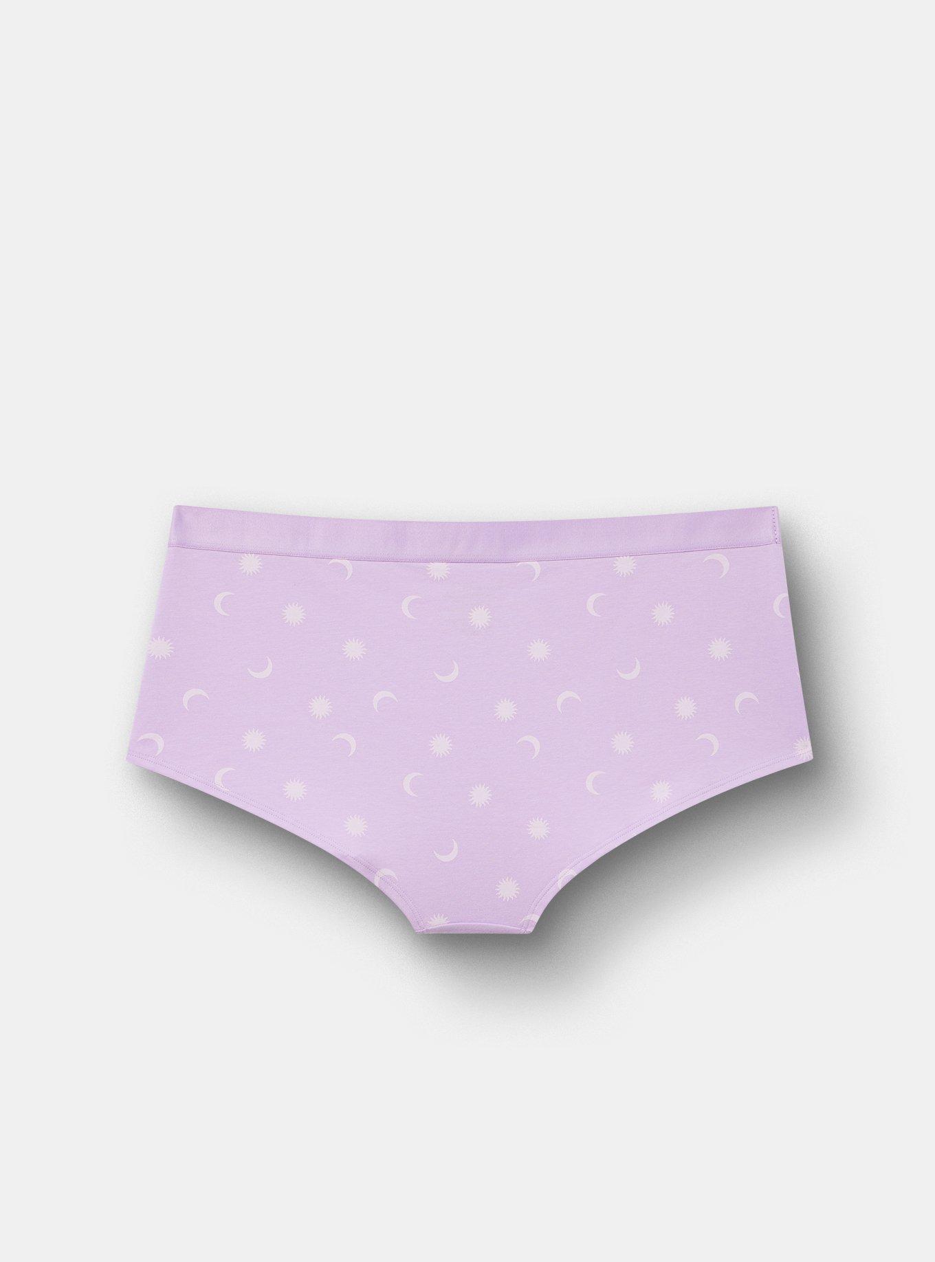 Cotton Mid-Rise Boyshort Panty, PICKED STARS PURPLE, alternate