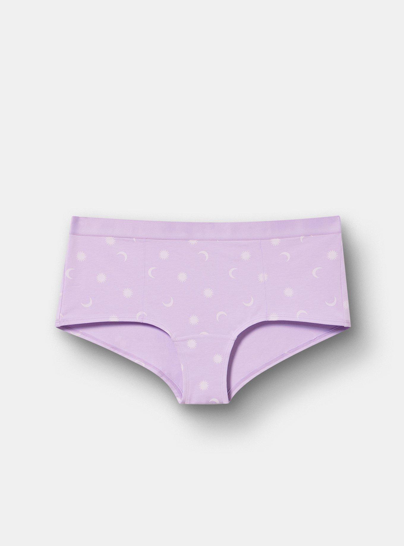 COTTON MID RISE BOYSHORT PANTY, PICKED STARS PURPLE, hi-res