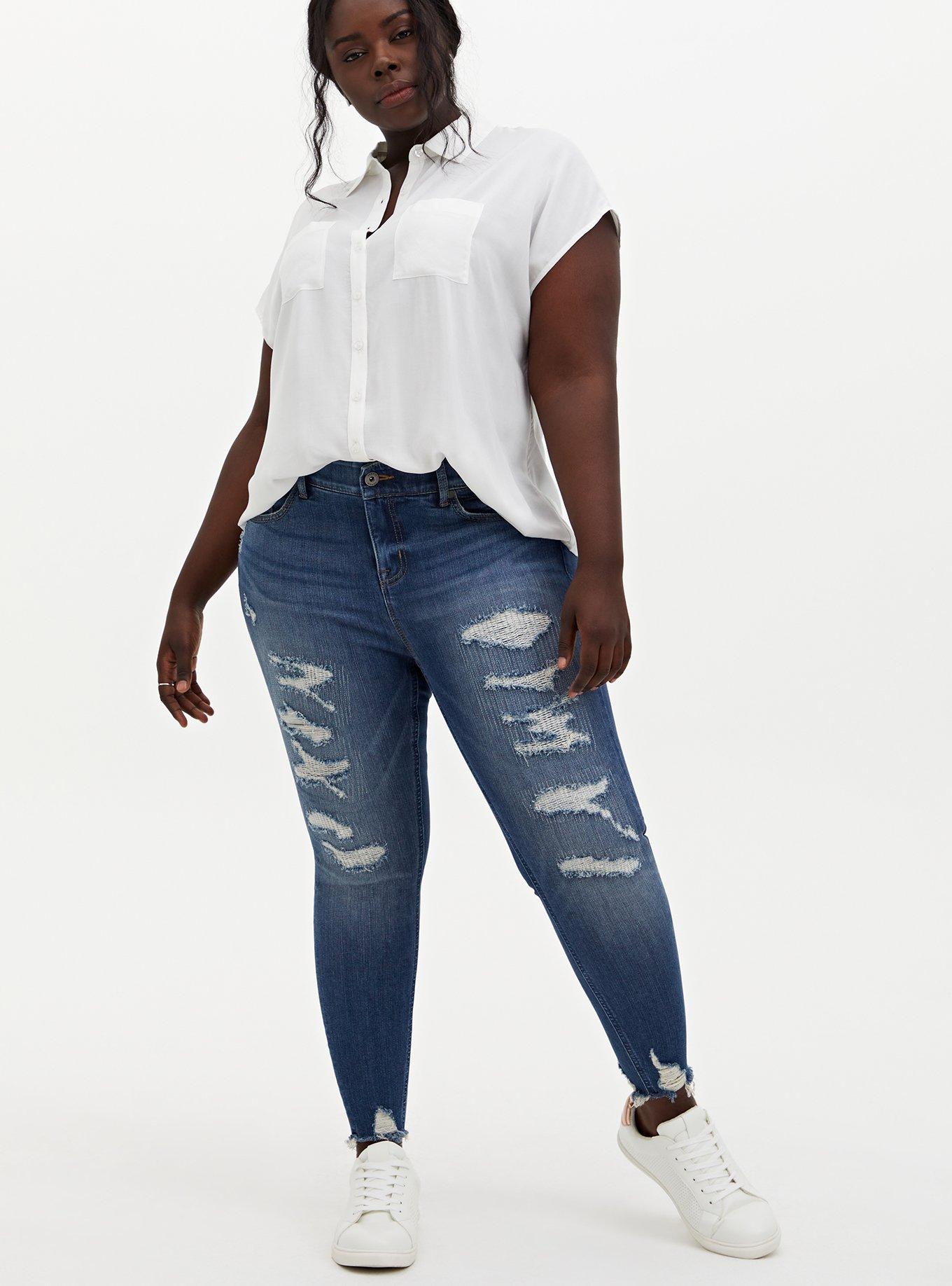 Plus Size Challis Dolman Button-Down Shirt, CLOUD DANCER, alternate