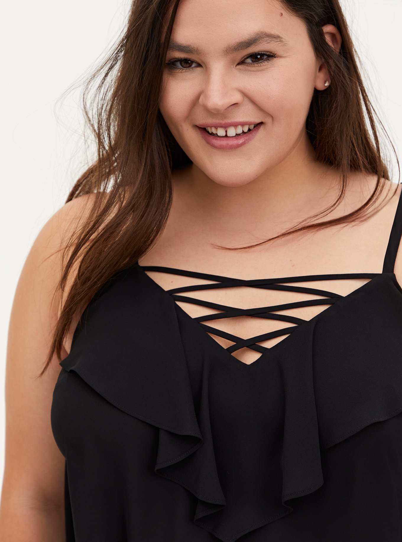 Plus Size - Georgette Ruffle Lace-Up Cami - Torrid
