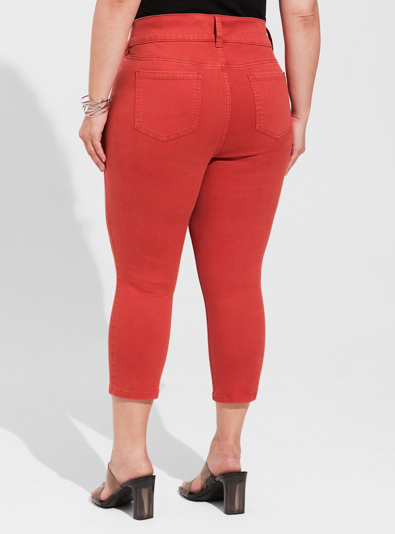 Red high hot sale waisted jeggings