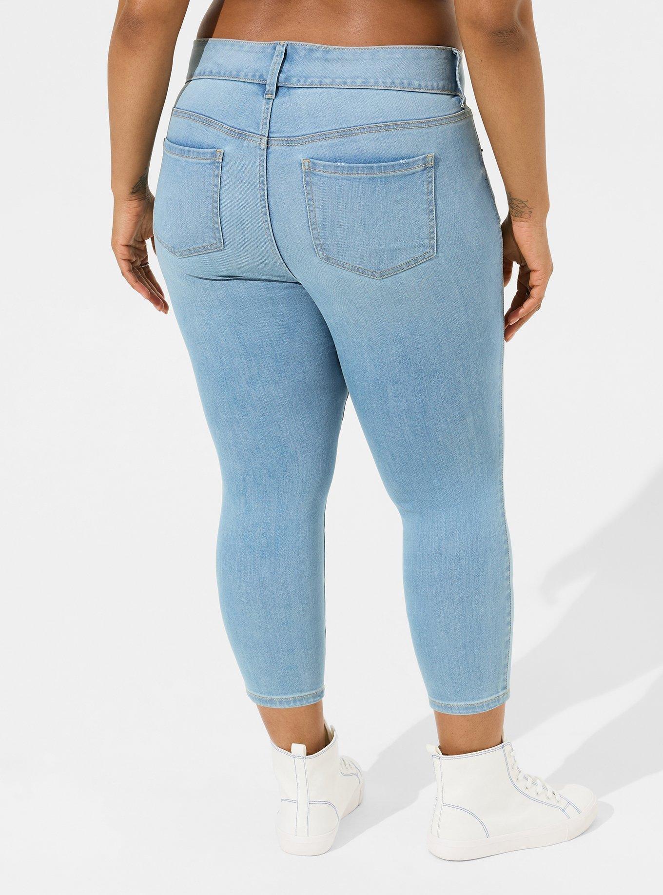 Ladies Ex UK Store Summer Crop Jeggings Stretch Denim Jeans 3/4 Capri  Cropped
