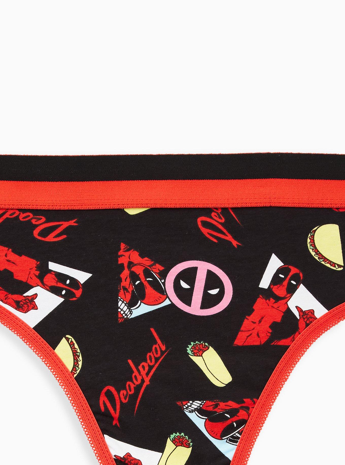 Marvel Comics Deadpool Multi Taco Toss Cotton Thong Panty, MULTI, alternate