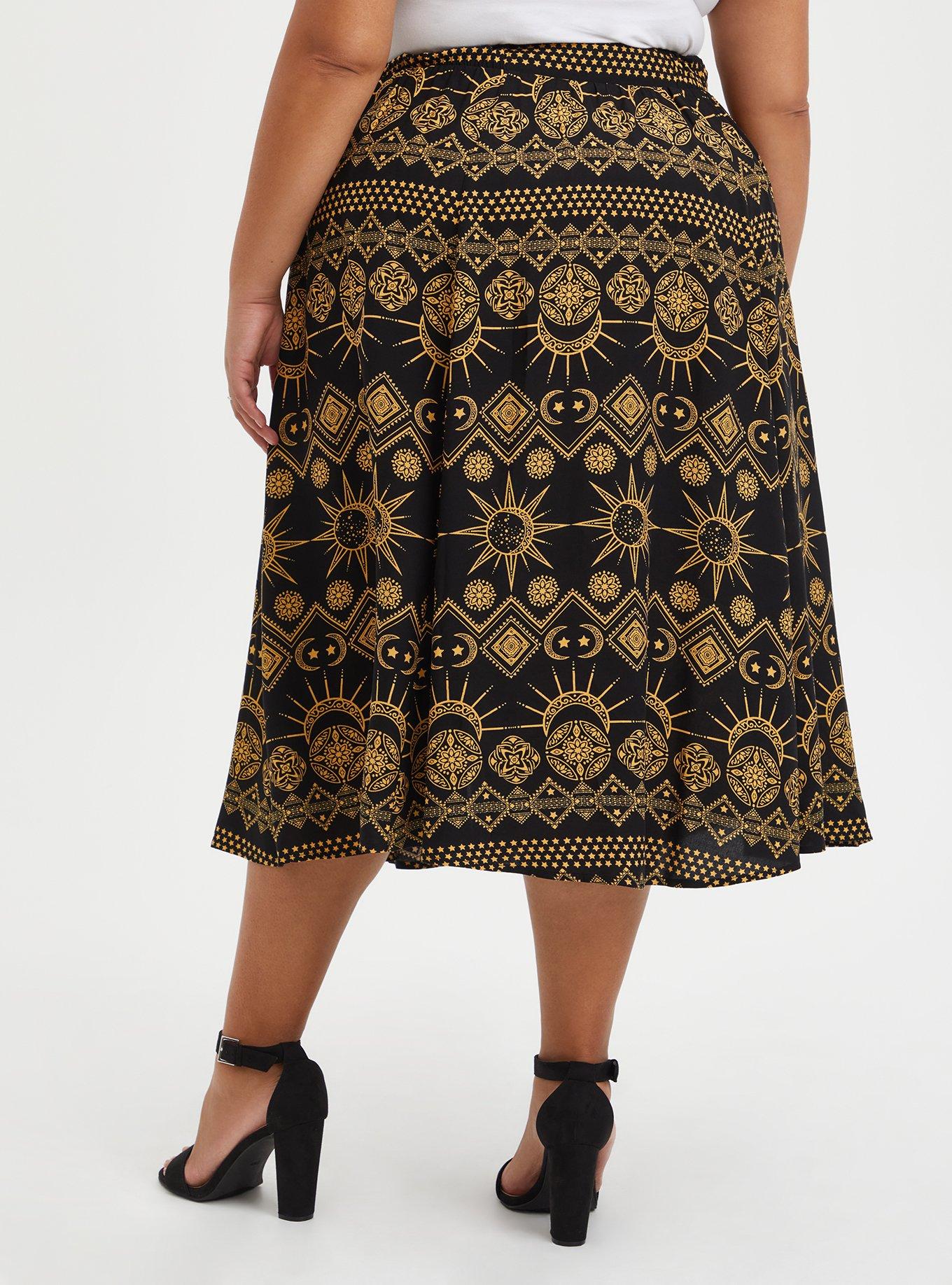 Plus Size - Tea Length Challis A-line Skirt - Torrid