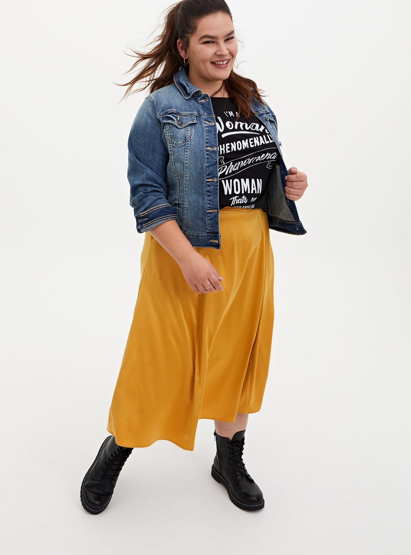 Plus size 2025 yellow denim skirt