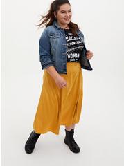 Golden Yellow Satin Tea Length Skirt, GOLD, alternate