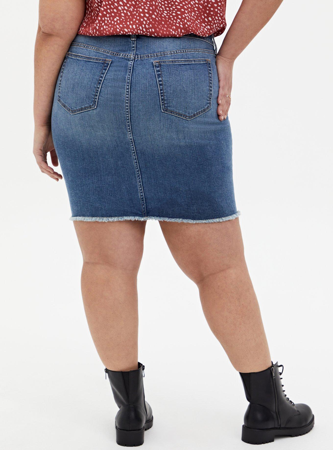 Denim Mini Skirt - Distressed Light Wash, CALI LOVE, alternate