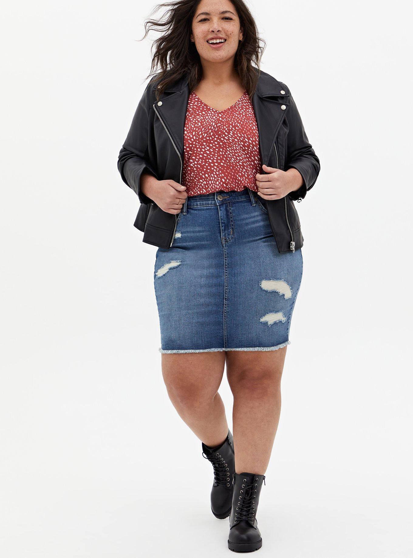 Denim Mini Skirt - Distressed Light Wash, CALI LOVE, alternate