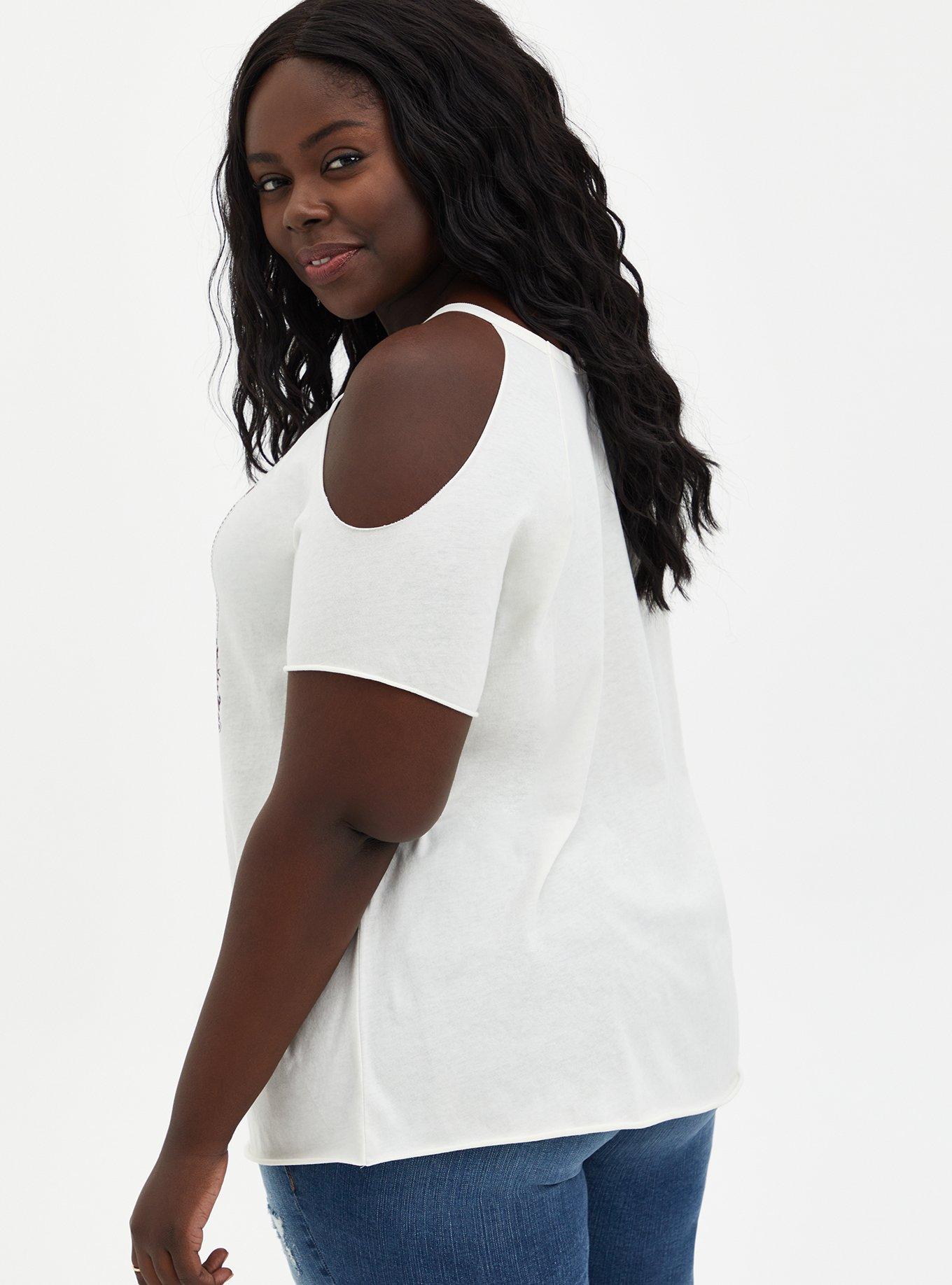  Classic Fit Cold-Shoulder Tee - Bob Marley White, MARSHMALLOW, alternate
