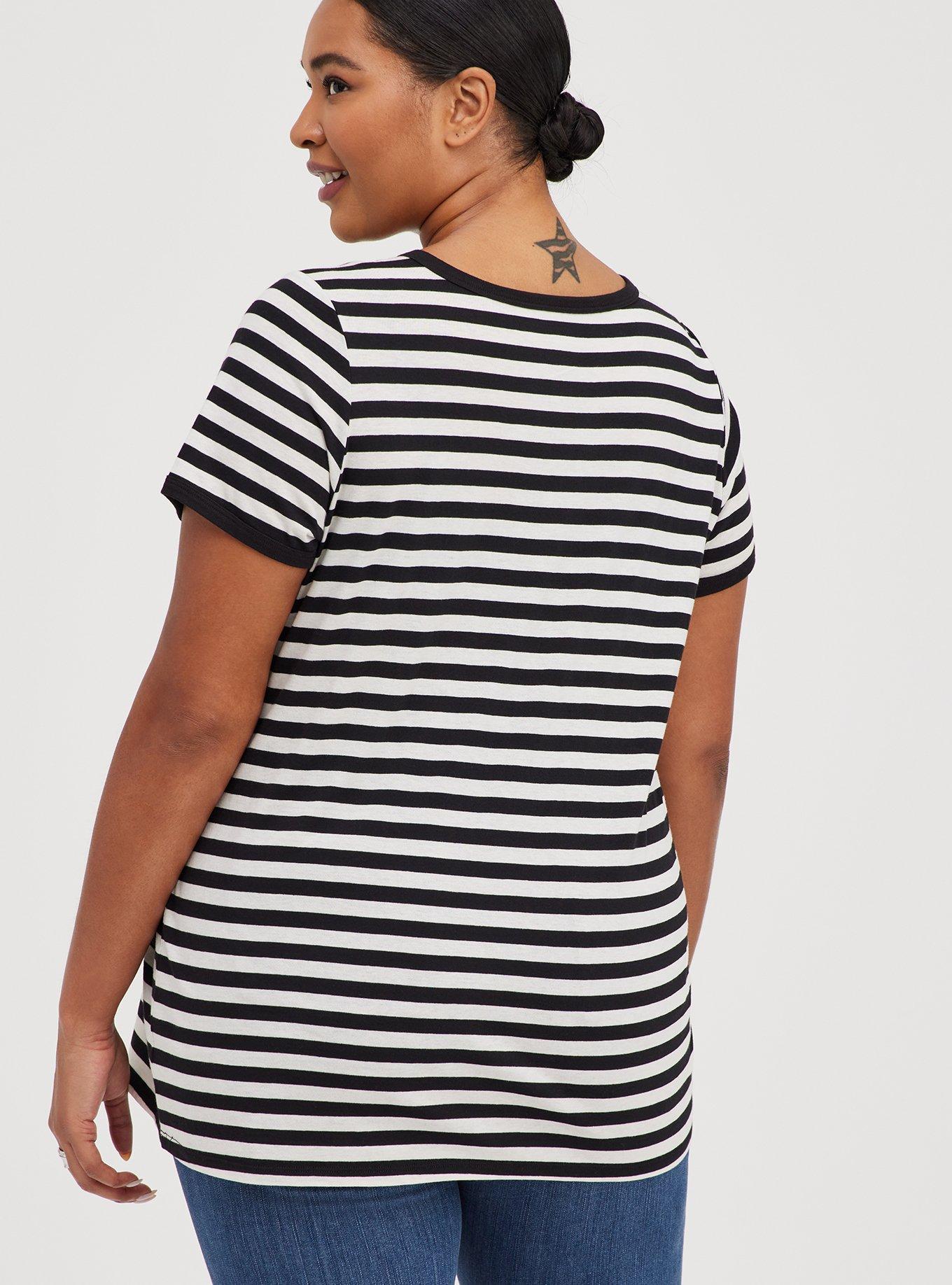 Plus Size - Nirvana Classic Fit Ringer Tee - Black & White