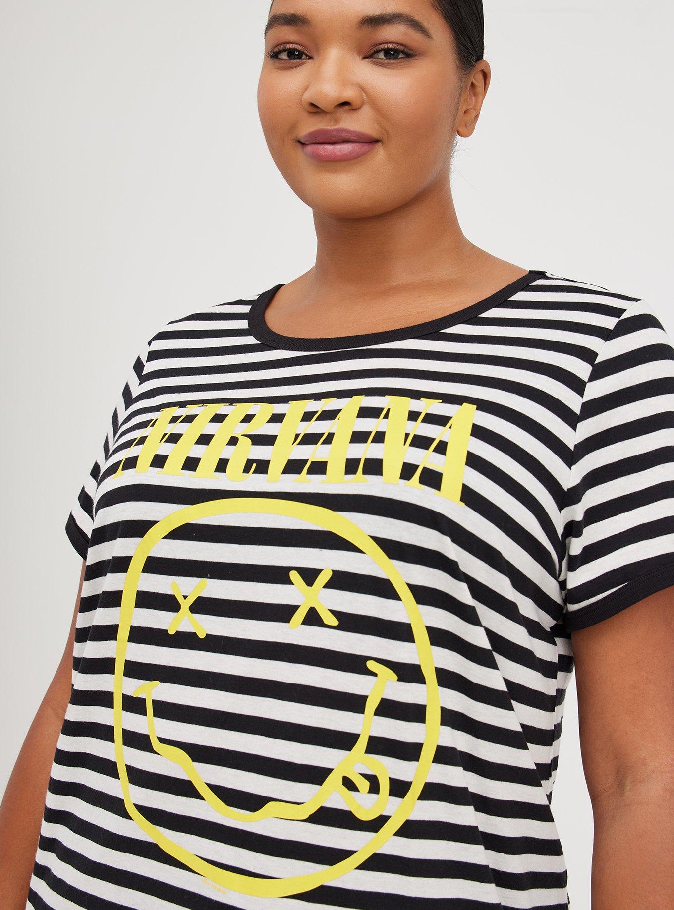 Plus Size - Nirvana Classic Fit Ringer Tee - Black & White Stripe