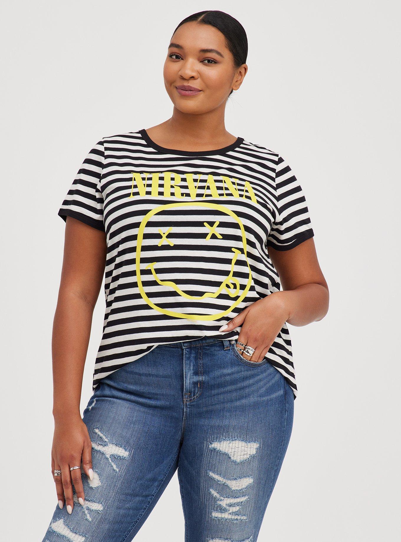 PARTIMENTOのCandy Stripe Ringer Tee 全4色 Plus Size - Nirvana Classic Fit Ringer Tee - Black & White