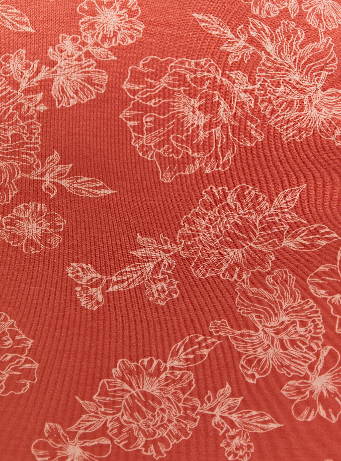 Super Soft Apricot Floral Skater Midi Dress, FLORAL PINK, alternate