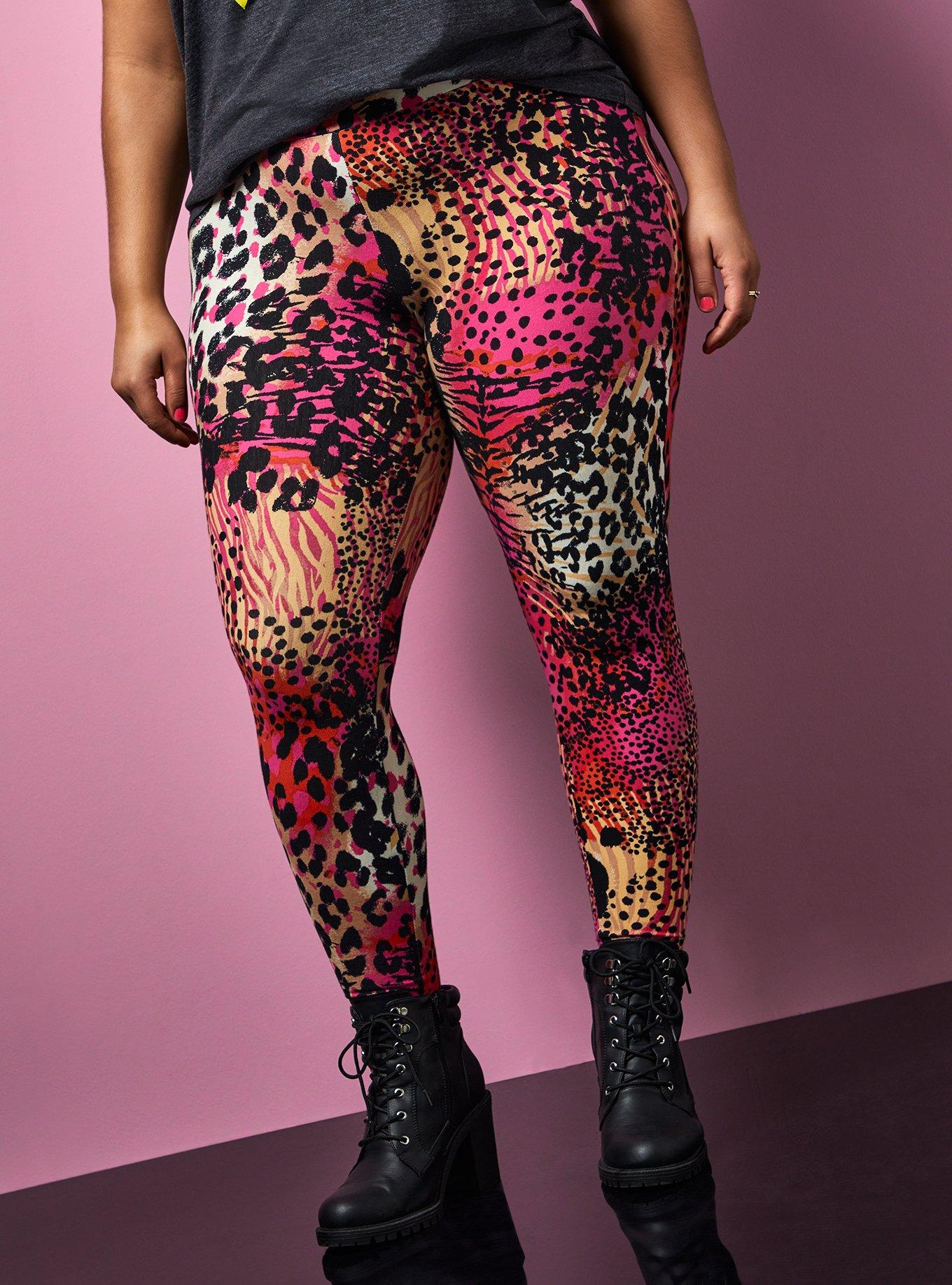 Plus Size - Torrid Active - Velvet Flocked Leopard Print Mesh Inset Cropped  Leggings - Torrid