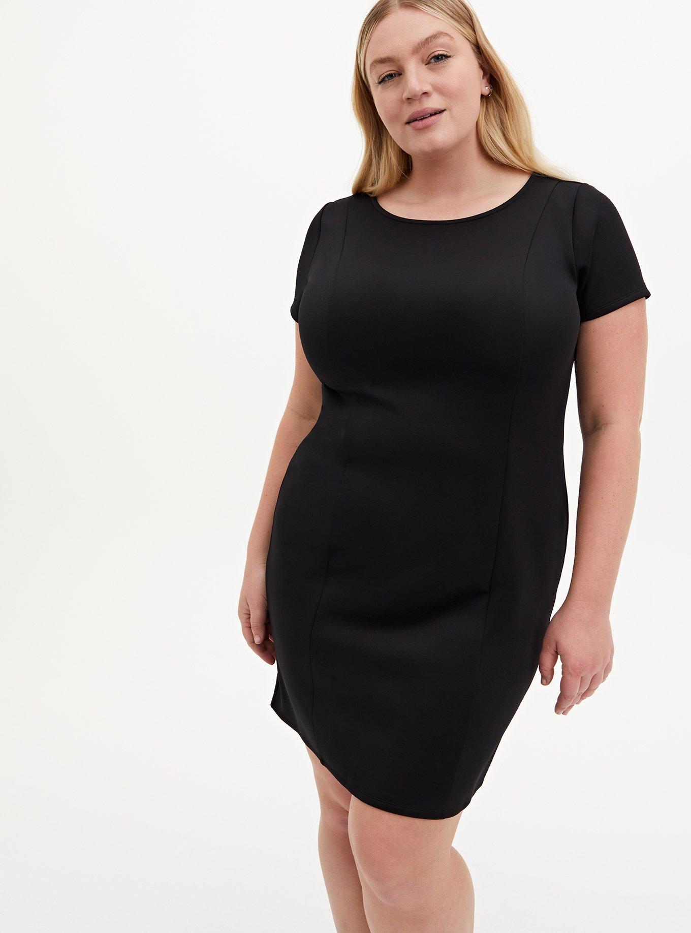 Plus Size Black Floral Scuba Organza Convertible Skater Dress Torrid