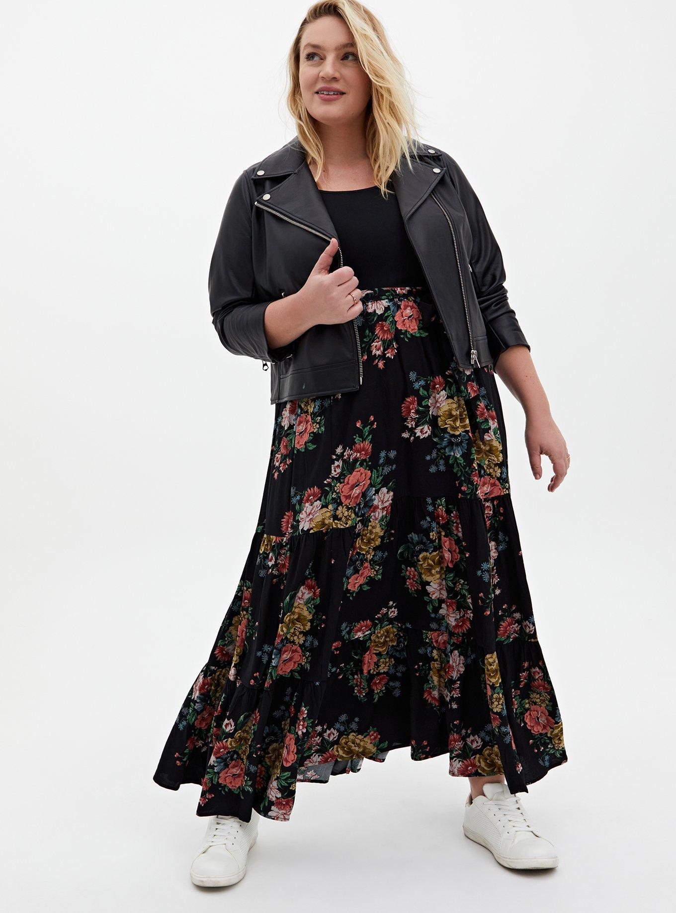 Plus Size Maxi Studio Luxe Ponte Dress, FLORAL BLACK, alternate