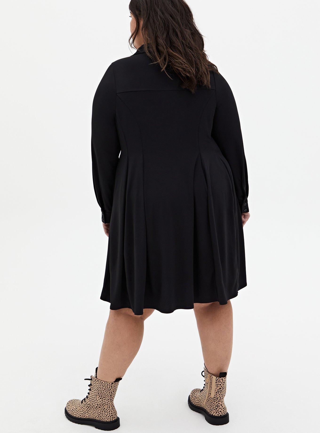 Plus Size - Black Studio Knit A-Line Shirt Dress - Torrid